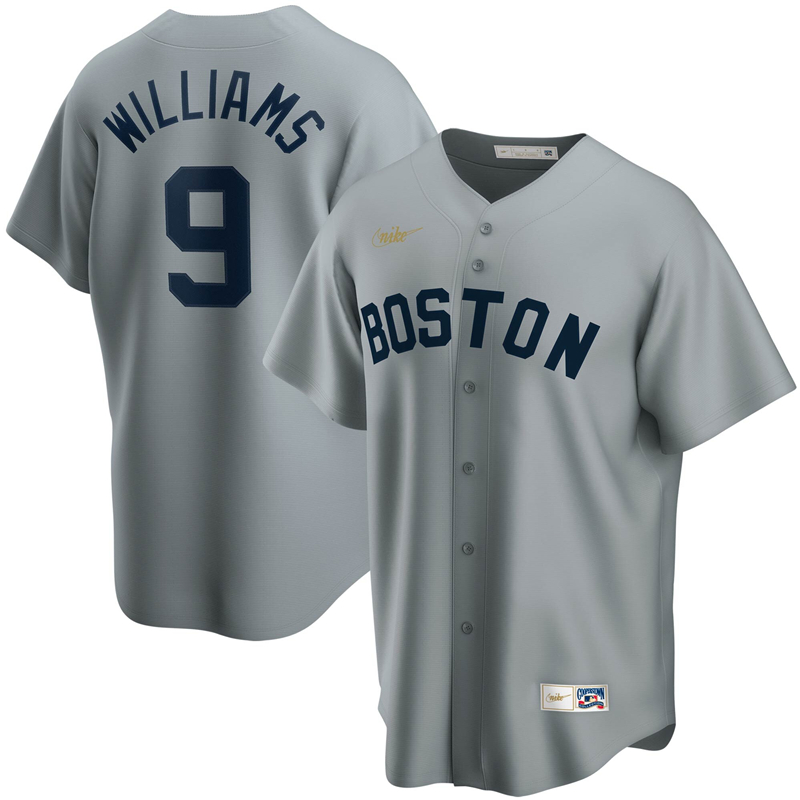 2020 MLB Men Boston Red Sox #9 Ted Williams Nike Gray Road Cooperstown Collection Player Jersey 1